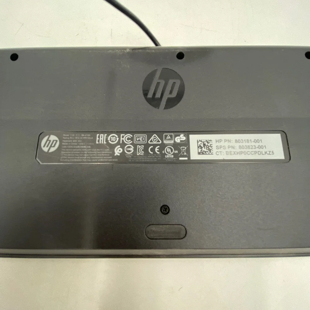 HP Wired USB Keyboard Black 803181-001 Full Size with Keypad Tested Missing Foot